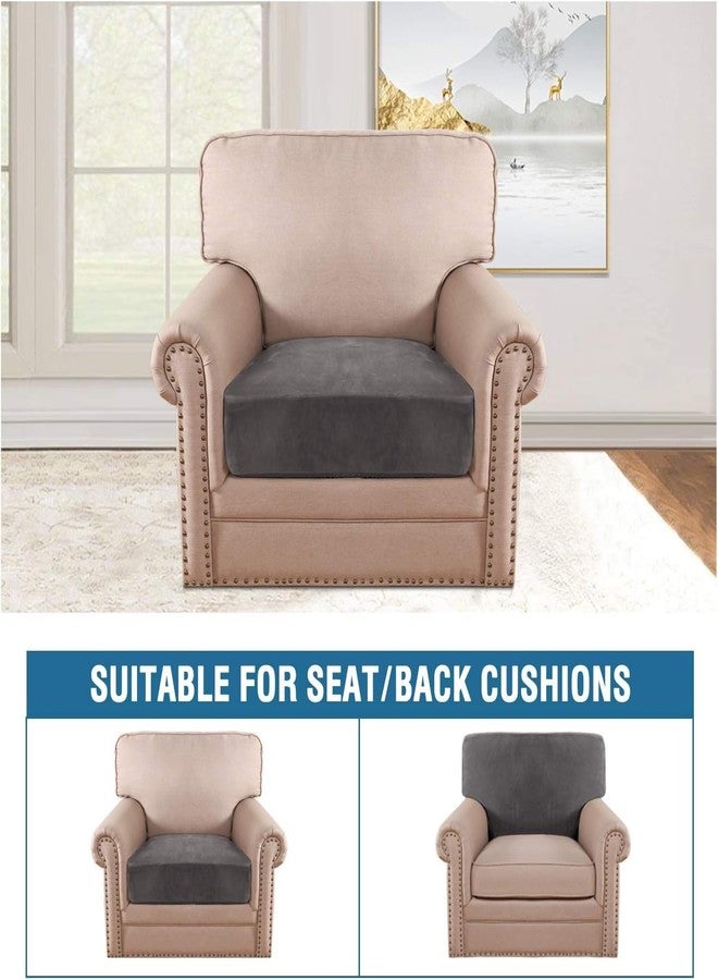 GERLNF Velvet Sectional Couch Cushion Cover Plush Chaise Cushion Slipcover for Chair Loveseat Sofa L Shape Separate Cushion Furniture Protector Seat Cushion Sofa Cover (1 Cushion Armchair,Grey) - Image 3